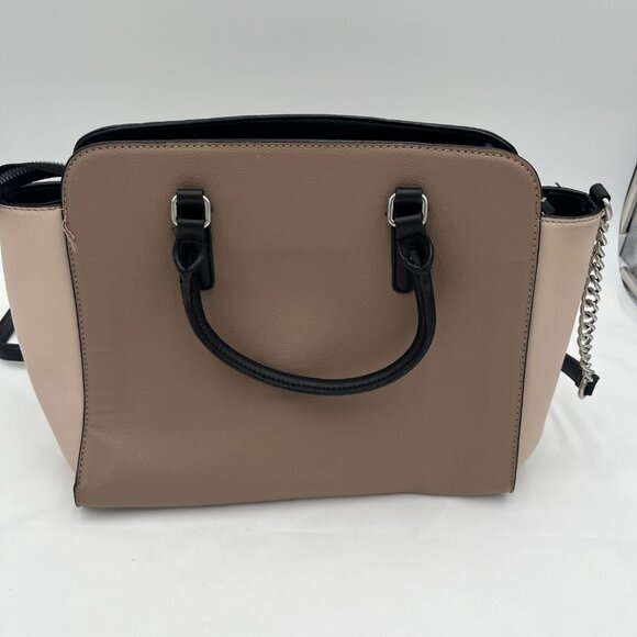 Nine West Purse Large Satchel Handbag Tan/Black with Handle or over Shoulder - Picture 10 of 16